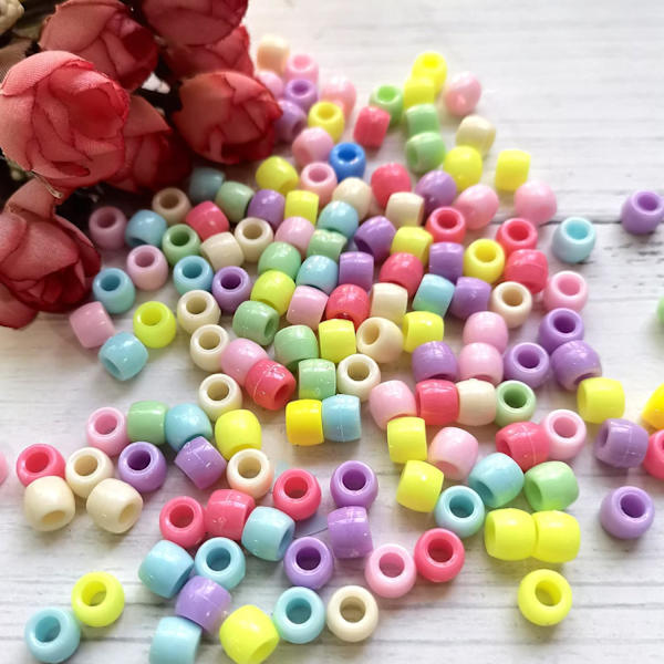 Pakke med 1000 ponnyperler - Fargerike gjennomsiktige plastponnyperler