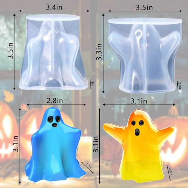 Forme, 2 stk 3D Stor Halloween Spøgelsesform
