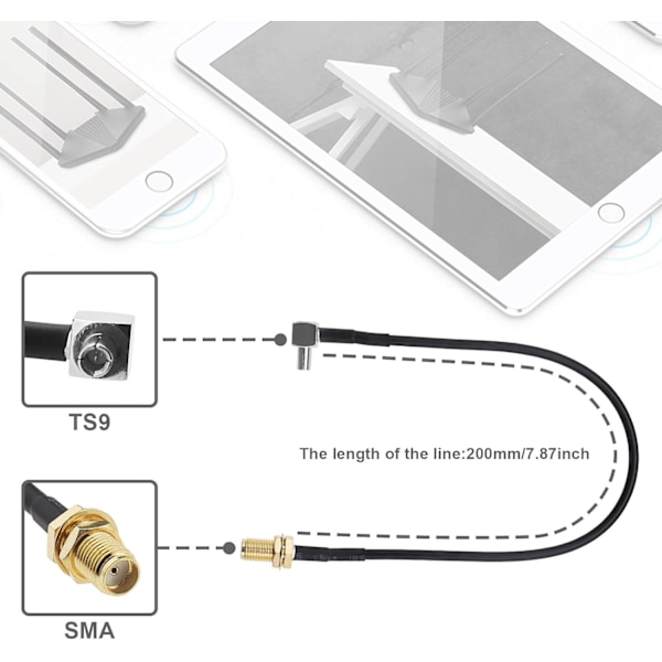 2x SMA-hona till TS9-hane vinkelantenn-adapter