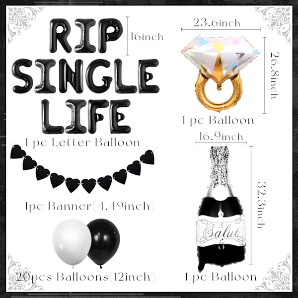 Rip Single Life Ungkarlsfest Dekoration Gotisk Ungkarlsfest Dekorationer Ungkarlsfest Förlovning Bröllopsfest Svart 1 Svart 1