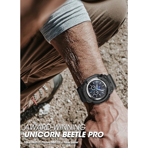 [Unicorn Beetle Pro Series Case för Galaxy Watch 3 [45mm] 2020 Release, Robust skyddande fodral med remmar Svart  Svart