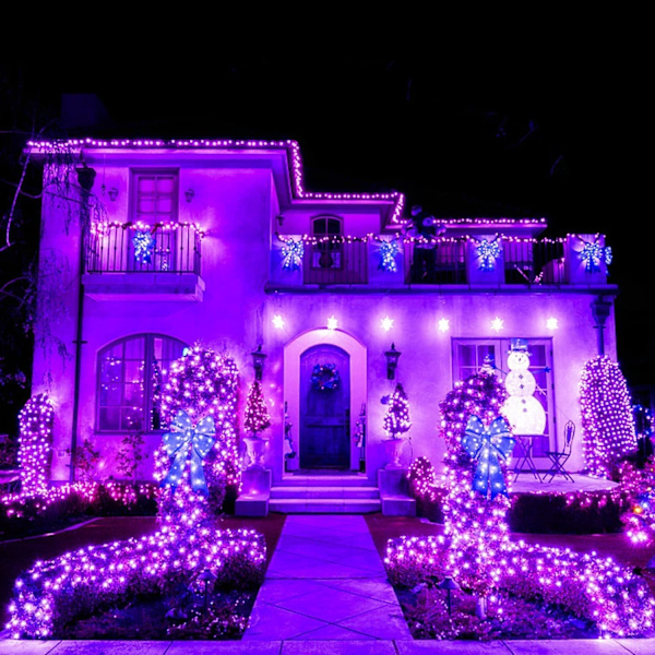 500 LED (250LEDx2) Lila Julbelysning, 163 FT Lila Ljusslingor Utomhus Vattentät, 8 Lägen Julbelysning Plug-in för Inomhus