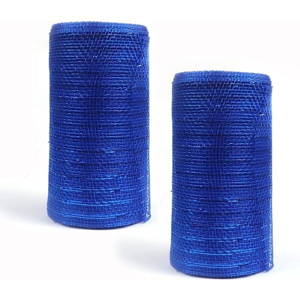 2 Pack 10" Metallic Poly Mesh Ribbon (Total 20 Yards,Royal)