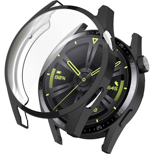 Suojakotelo Yhteensopiva Huawei Watch GT3 GT 3 42mm TPU-kotelon kanssa Pehmeä Erittäin ohut Suojapuskuri (A) Musta/Hopea/Kirkas