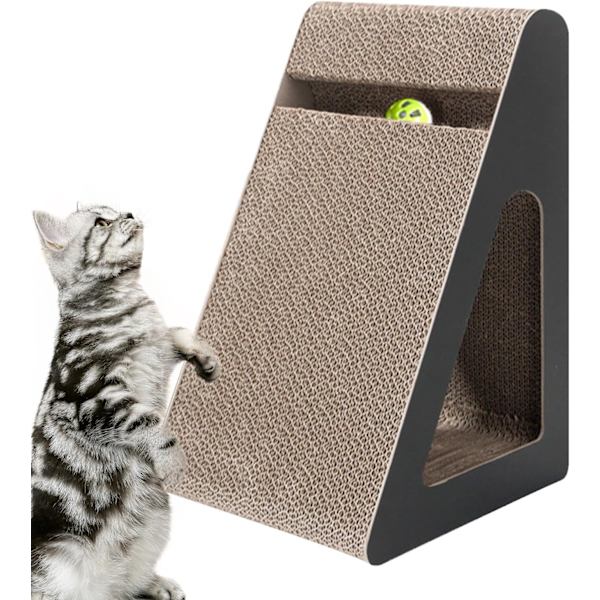 Kattenskrape leketøy, rampe trekant skrapepost for kattunge - kjæledyr katter forsyninger, slitesterk vertikal katt skrape med ball for små, mellomstore,