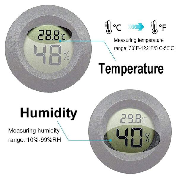 Mini digital hygrometer - 2-pack för inomhustemperatur och luftfuktighet