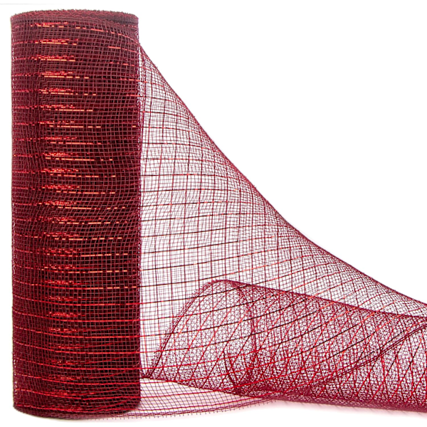 Cranberry Burgundy Metallic Mesh Ribbon,10 inch x 30 feet(10Yard), Burgundy