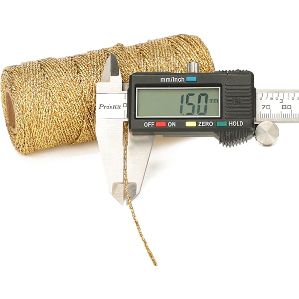 100M dekorativ metalltråd - 1,5 mm guldgarn