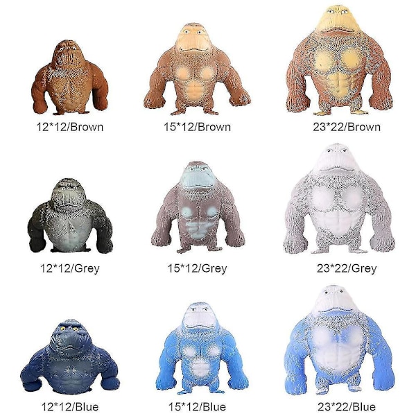 Barnpresent Brun Apa Leksak Stretch Gorilla Leksak Kläm Leksak för Barn Vuxna Sts Relief TTE Brown 23*22
