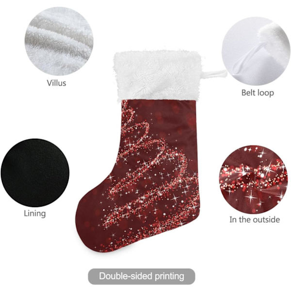 Julklapp, Personliga Julklappsstrumpor 2-pack Julgran Snöflinga Röd 45,7 cm Julstrumpor Hängande Ornament Eldstad för B