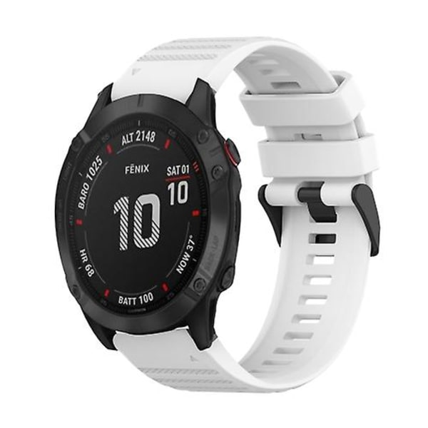 For Garmin Fenix 6 Sapphire Gps 22mm Horisontal Tekstur Silikone Rem Med Fjernelsesværktøj SBV White