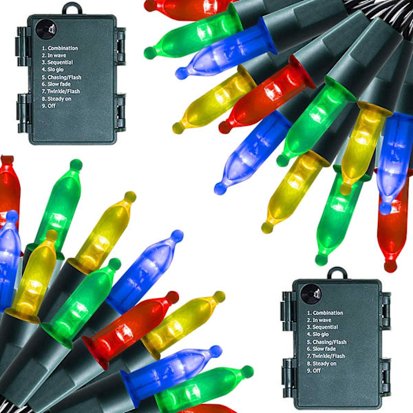 Batteridrevne julelys, 2-pak totalt 32FT 100LED minilys, vanntette fe-lys med 8 moduser dekorasjoner for innendørs