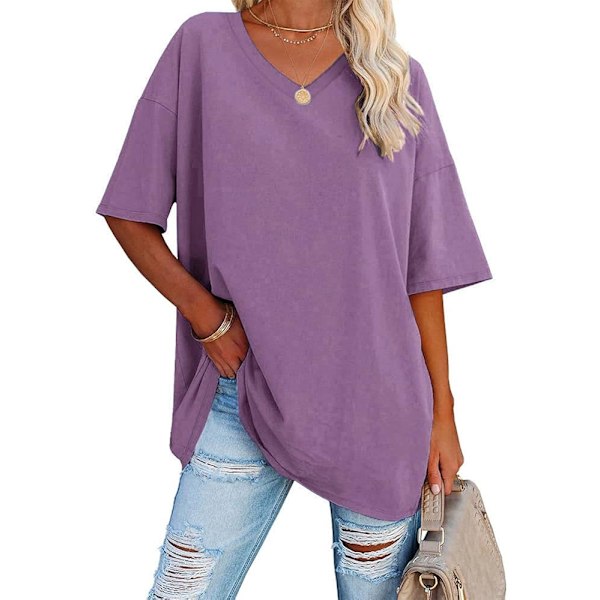 Women's Oversized T Shirts Tees Half Sleeve V Neck Comfy Cozy Cotton Tunic Tops