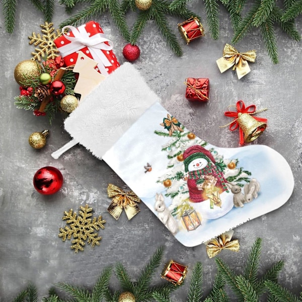 Julklapp, Personliga Julklappsstrumpor 2-pack Julgran Snögubbe Kanin 45,7 cm Julstrumpor Hängande Ornament Eldstad för