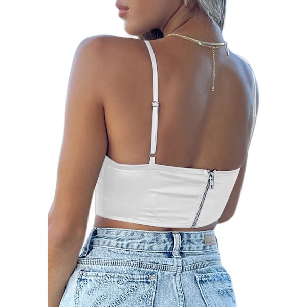 Kvinners Sexy Bustier Korsett Topp Stropp Hette Hals Benet Glidelås Bak Crop Cami