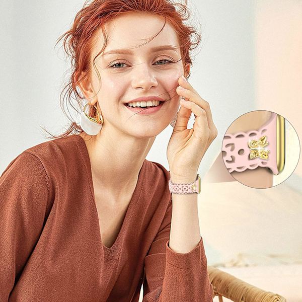 Silikonearmbånd med blonder og charms, kompatibel med Apple