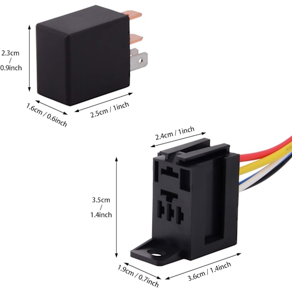 Bilrelä med sockelhållare - 12V 30 APM 5-stifts omkopplingsreläkit (2-pack)