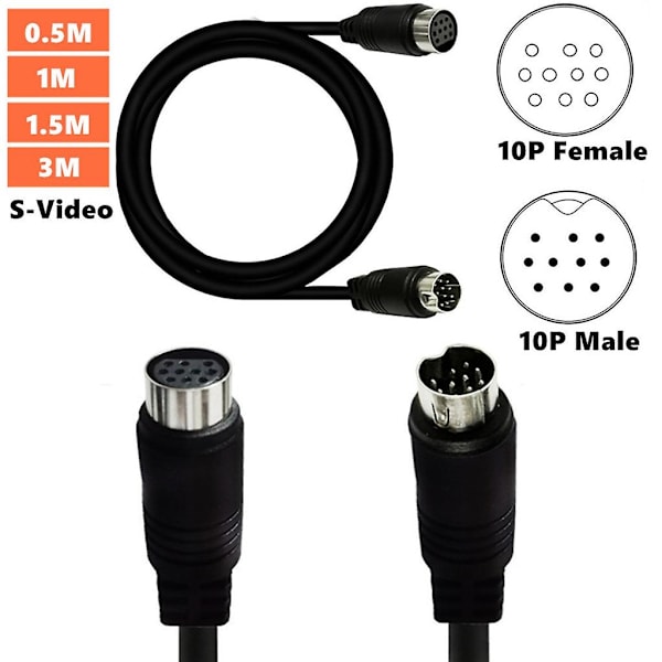 10-stifts S-videokabel hane till hona separat videolinje för projektor 0.5 m