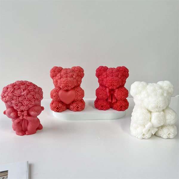 Presenter Teddy Bear Molds, 3D Rose Bear Molds