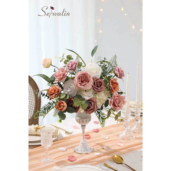 Kunstige blomster Pink falske blomster Bryllupskage blomster Dusty Rose Fall
