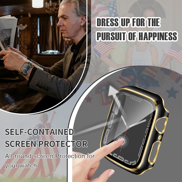 40 mm:n kotelo, yhteensopiva Apple Watchin kanssa, sisäänrakennettu karkaistu lasinen näytönsuoja, PC-suojus iWatch Series 9/8/7/SE 2. sukupolvi SE 6 5 4/3 2 -sarjoille, useita värivaihtoehtoja