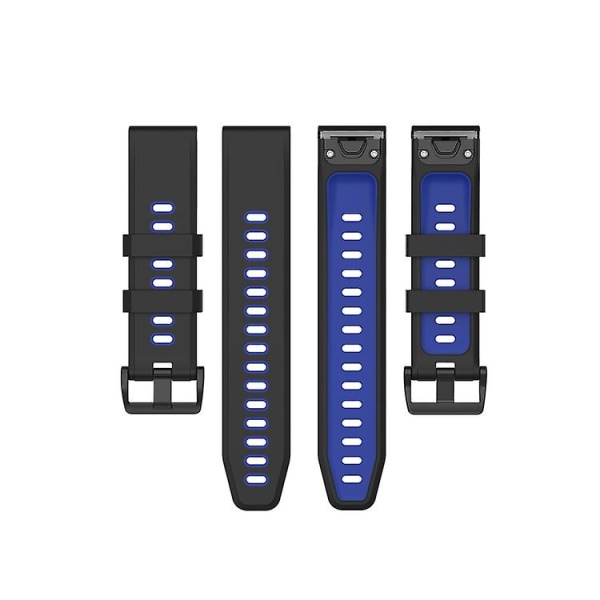 22mm Quick Release To-farvet Silikonurrem Til Garmin Fenix 7 / Epix UWS Black Blue