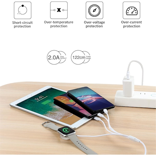 4 i 1 Watch-laddare Multi USB Magnetisk Laddningskabel Bärbar