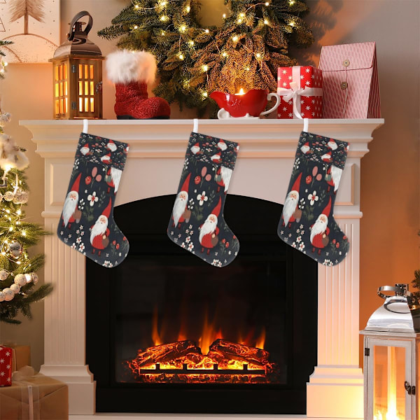 Julstrumpa i juldesign, julklappshållare, semesterstrumpor, strumpor för familjen, dekoration, hängande prydnad, fest, 45 x 19,8 cm