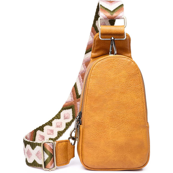 Kvinnors bröstväska, axelväska, liten crossbody-dagryggsäck, gitarrremväska i PU-läder