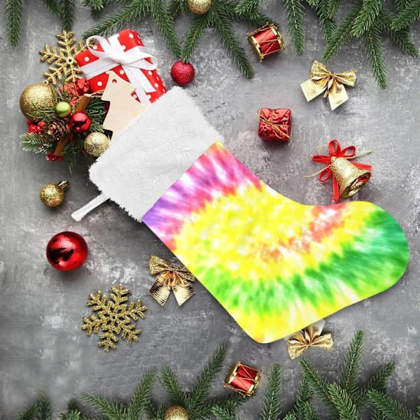 Julklapp, personliga julklappsstrumpor 2-pack Regnbåge Tie Dye Swirl Pride Mönster 45,7 cm Julstrumpor Hängande Ornament Eldstad