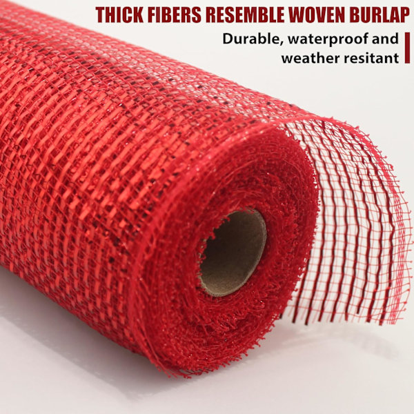 Deco Mesh 10 tommer x 30 fod, rød mere bredde metallisk folie mesh stof, jul