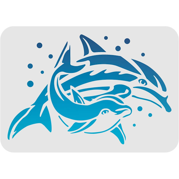 Delfin Stencil 11,7x8,3 Tommer Hav Havdyr Stenciler Gjenbrukbare