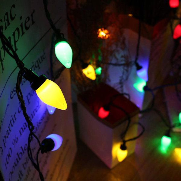 C7 Pærer Julelys - 50 LED 24ft Jordbær Lyskæde - Fe Lys til Udendørs, Indendørs, Have, Gård, Fest, Hjem, Krans, Girlande,