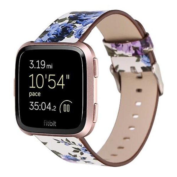 For Fitbit Versa 1 / 2 Blomstermønstret urrem VUJ White Blue