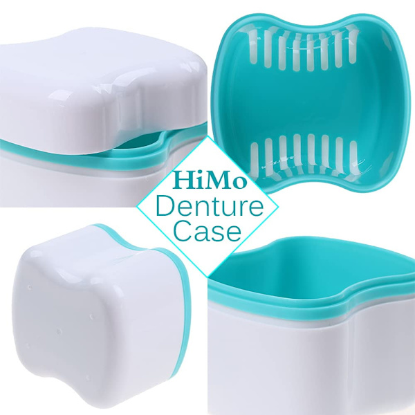 Denture Bath Case Cup - genomskinlig låda för proteser (2-pack)