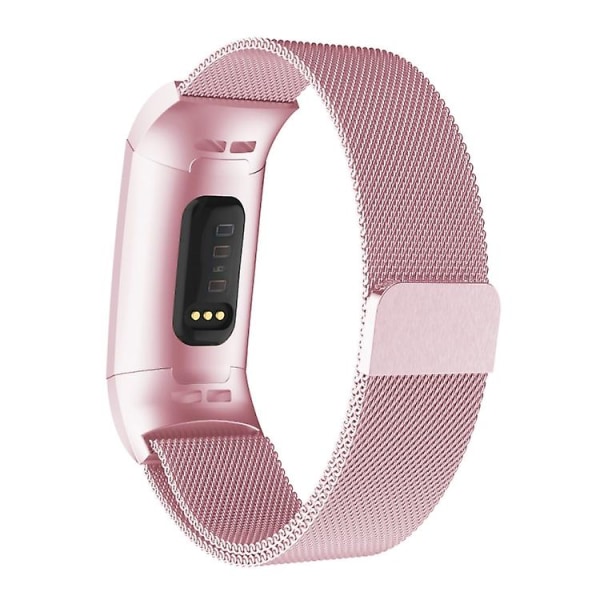 För Fitbit Charger 3 Metall Magnetisk Metall Armbandsur YKD Rose Pink