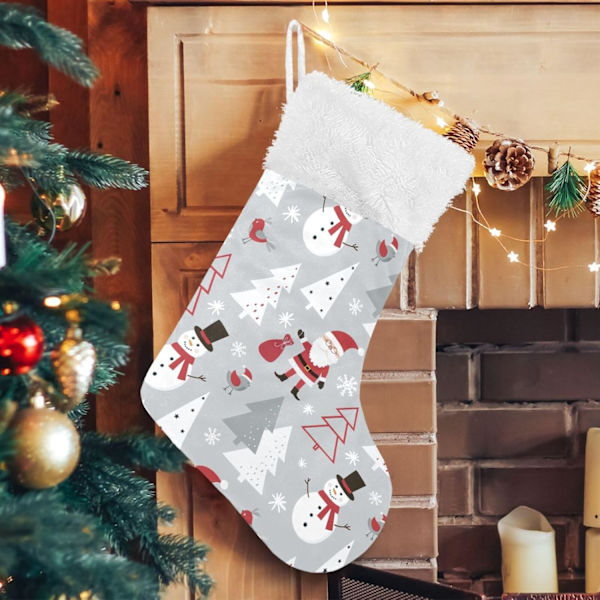 Julklapp, Personliga Julklappsstrumpor 2-pack Jul Tomte Snögubbe Fågel 18 tum Julstrumpor Hängande Ornament