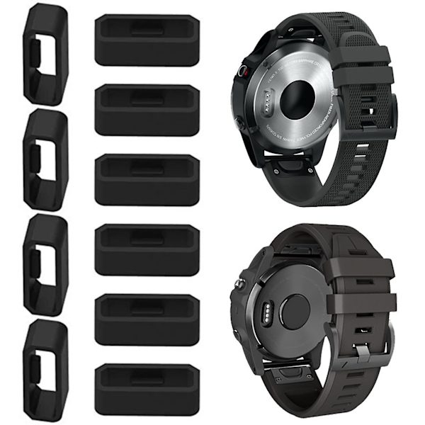 10 st klockarmband ring 18/20/22/26mm mjuk silikon ersättnings klockarmband spänne loop hållare hållare för Garmin Fenix 6x 6s Black D