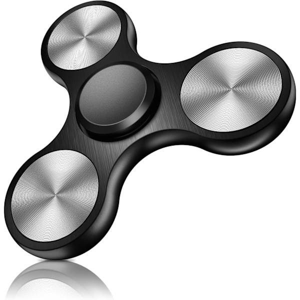 Fidget Spinner i rustfritt stål - Spinner 4-10 minutter - ADHD for alle aldre (Svart)