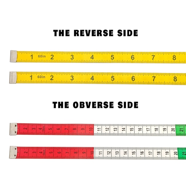 Eksklusivt mykt målebånd - Dobbel skala 60 tommer for kroppssying
