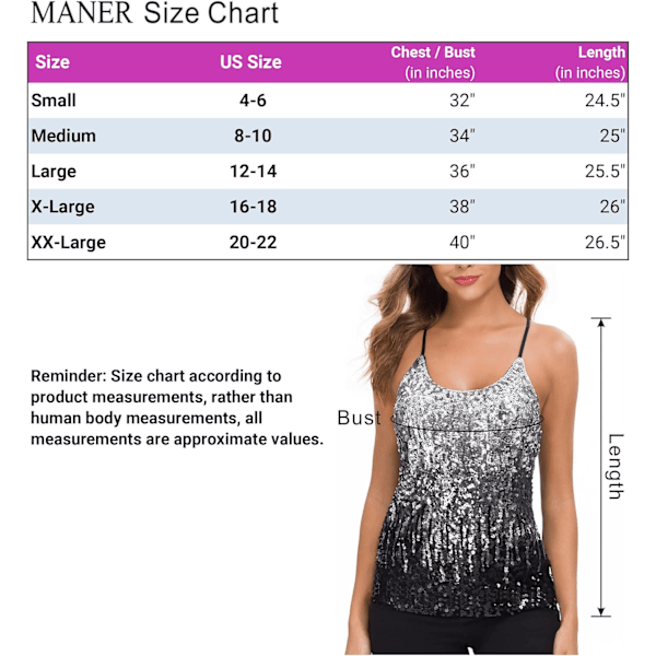Kvinners Sequin Topper Glitter Fest Strappy Tank Top Sparkle Cami