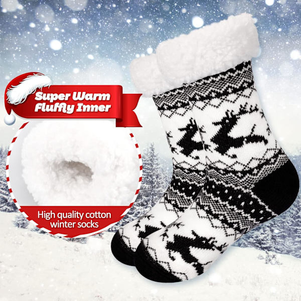 2 par dam vinter fuzzy varma mysiga fleecefodrade tofflor strumpor med