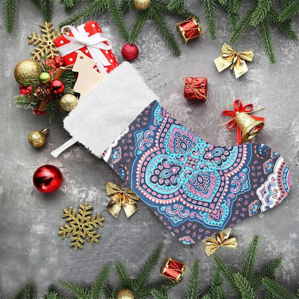 Jule-Strømpe, Personlige Jule-Strømper 2-pak Bohemian Mandala Aztec 45,7 cm Jule-Strømper Hængende Ornament Pejs til Træ