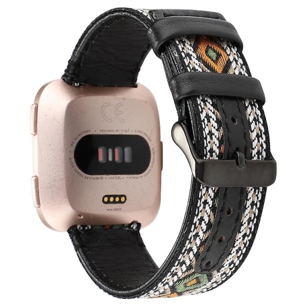 For Fitbit Versa Etnisk Stil Ægte Læder Rem LEQ Retro