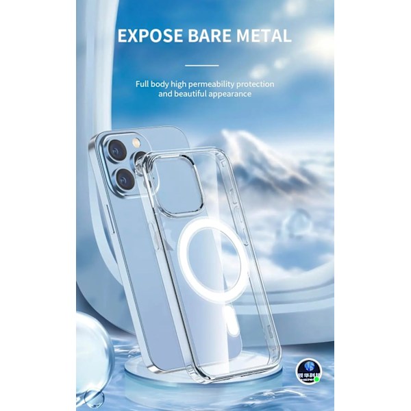 Cover til iPhone 15 Pro Max Magnetisk Anti-Gulning Ridsefast Militær Grad Beskyttelse mod Fald Klar Transparent Cover Klar