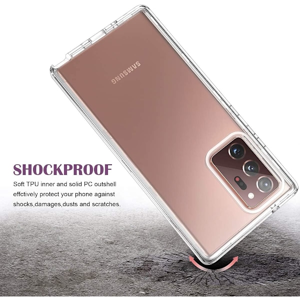 Galaxy Note 20 Ultra Klar 3-i-1 Full Body Kraftigt Stötsäkert TPU Bumper Skal, 6.9 tum Klar