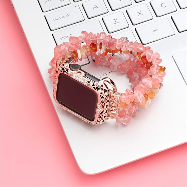 til Apple Watch Luksus Dame Metal Udskåret Cover 38mm 40mm 42mm 44mm 41mm 45mm Beskyttelsesetui 7/SE/6/5/4/3/2/1 Diamant Urkasse (Farve: Sølv, Størrelse