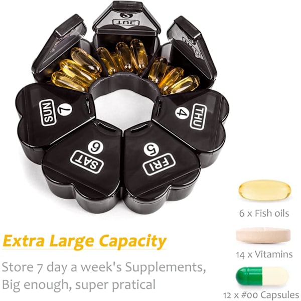 Lpill Organizer 7 dagar, Remtise bärbar daglig pillerfodral
