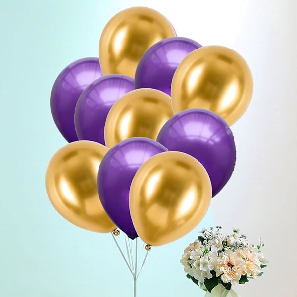 12 tommer lilla og guld balloner latex helium fest ballon dekorationer, pakke med 50 12in-lilla og guld 50 12Inch 12in-lilla og guld 50 12Inch