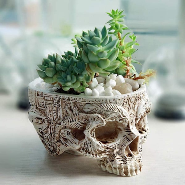 Halloween-skalleaskebeger for morsomme spøkelsesrøykergaver, sigarer, sigaretter, askebeger Retro Skull Askebeger, gotiske hjemmedekorgaver  Små  Små